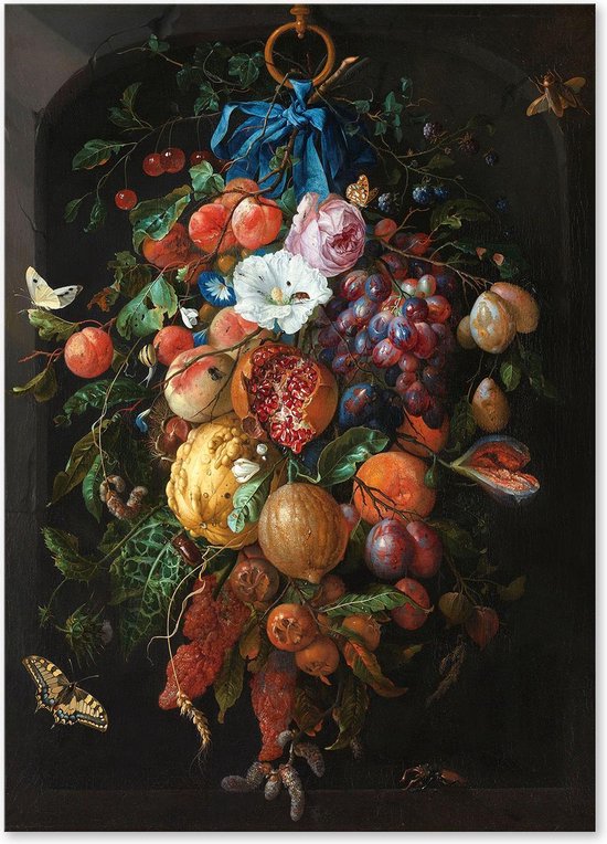 Graphic Message - Schilderij op Canvas - Festoen van Vruchten en Bloemen - de Heem