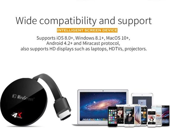 Adattatore Display Wireless FIYAPOO 4K – AirPlay/Miracast/DLNA, Dongle HDMI Per Streaming Da Smartphone