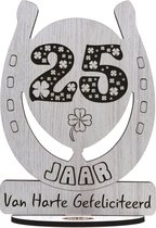 25 jaar - houten verjaardagskaart - wenskaart om iemand te feliciteren - kaart verjaardag 25 - 17.5 x 25 cm