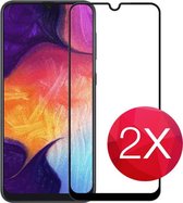 2X Screen protector - Tempered glass - Full Cover - screenprotector voor Samsung Galaxy A50  -  Glasplaatje voor telefoon - Screen cover - 2 PACK