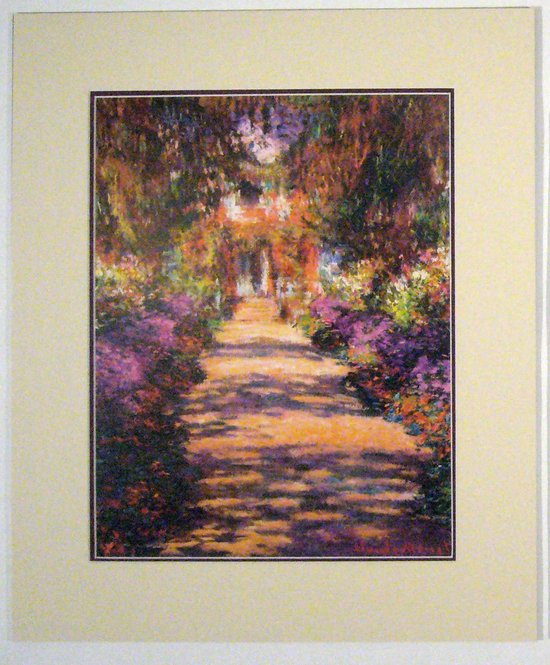 Poster in dubbel passe-partout - Claude Monet - Il viale del giardino - Kunst  - 50 x 60 cm