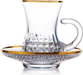 ROGASKA 1665 - DIAMOND GOLD - Mini Thee Cup & Saucer Crystal - Set van 2