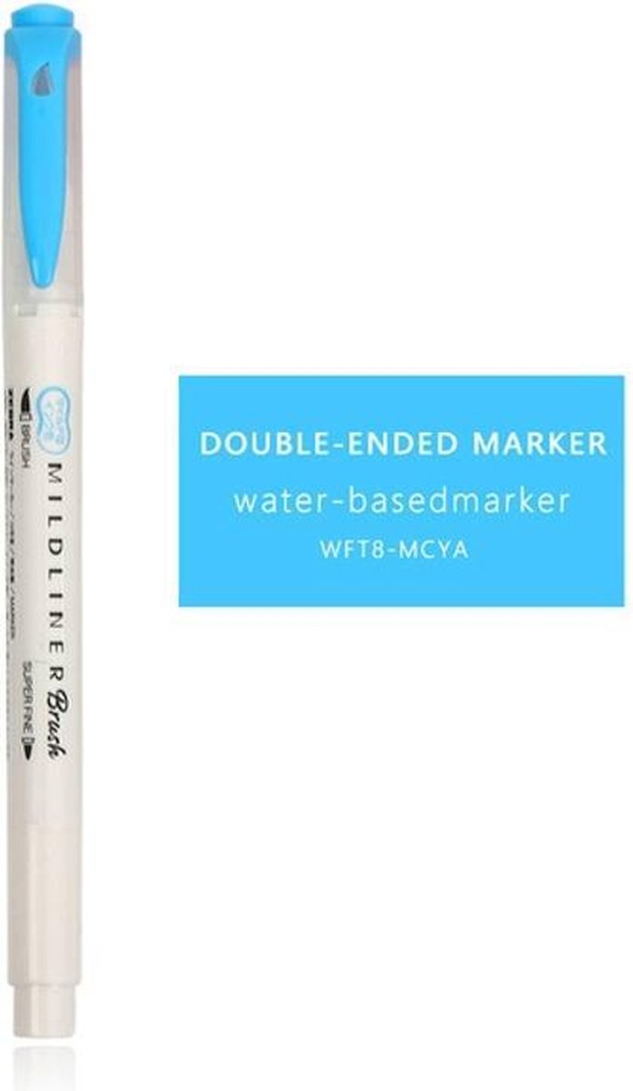 Zebra Mildliner Brush Pen Mild Cyan WFT8-MCYA