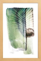 JUNIQE - Poster met houten lijst Jurassic Cycad -13x18 /Groen & Wit