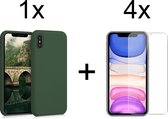 iPhone XS hoesje groen - iPhone XS hoesje siliconen case hoesjes cover hoes - 4x iPhone xs screenprotector