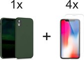 iPhone XR hoesje groen - iPhone XR hoesje siliconen case hoesjes cover hoes - 4x iPhone xr screenprotector