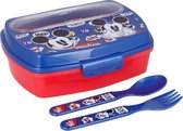 Mickey Mouse broodtrommel - blauw - Mickey lunchbox met lepel en vork