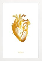 JUNIQE - Poster in houten lijst Human Heart gouden -30x45 /Goud & Wit