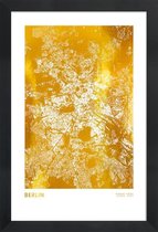 JUNIQE - Poster met houten lijst Berlin Map gouden -20x30 /Goud & Wit