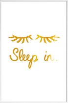 JUNIQE - Poster met kunststof lijst Sleep In gouden -20x30 /Goud & Wit