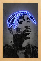 JUNIQE - Poster in houten lijst Tupac -20x30 /Blauw & Grijs