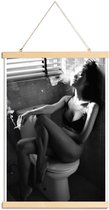 JUNIQE - Posterhanger Five Minutes -40x60 /Wit & Zwart