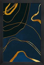 JUNIQE - Poster met houten lijst Ghost gouden -40x60 /Blauw & Goud