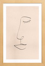 JUNIQE - Poster in houten lijst Line Portrait -30x45 /Ivoor & Zwart