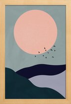 JUNIQE - Poster in houten lijst Tidal -60x90 /Grijs & Groen