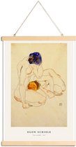 JUNIQE - Posterhanger Schiele - Two Friends -40x60 /Blauw & Ivoor