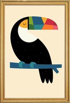 JUNIQE - Poster met houten lijst Rainbow Toucan -20x30 /Kleurrijk