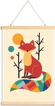 JUNIQE - Posterhanger Rainbow Fox -60x90 /Kleurrijk