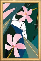 JUNIQE - Poster met houten lijst Oleander illustratie -30x45 /Groen &