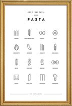 JUNIQE - Poster met houten lijst Pasta infographic -20x30 /Wit & Zwart