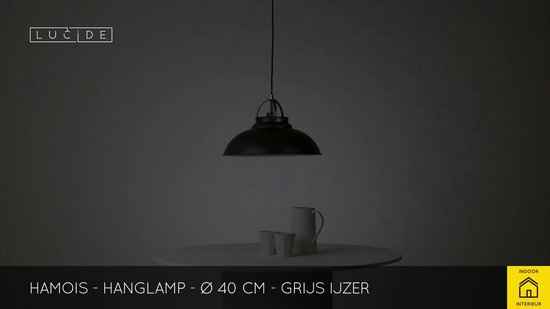 Lucide HAMOIS - Hanglamp - Ø 40 cm - 1xE27 - Grijs ijzer | bol.com