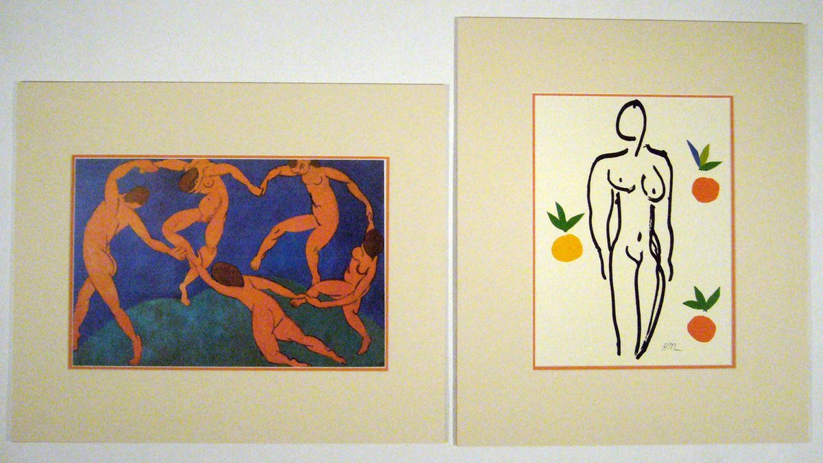 Perfecte set van 2 Posters in dubbel passe-partout - Henri Matisse - Nu aux Oranges & The Dance - Kunst -2x 50 x 60 cm