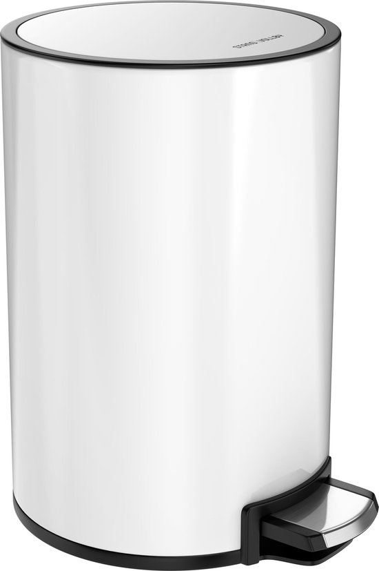 StangVollby Kallax Pedaalemmer - 5 Liter - RVS - Wit - Prullenbak - Toilet - Badkamer - Klein - Soft Close Deksel - Chique Design - Kleine Witte Pedaal Prullenbak