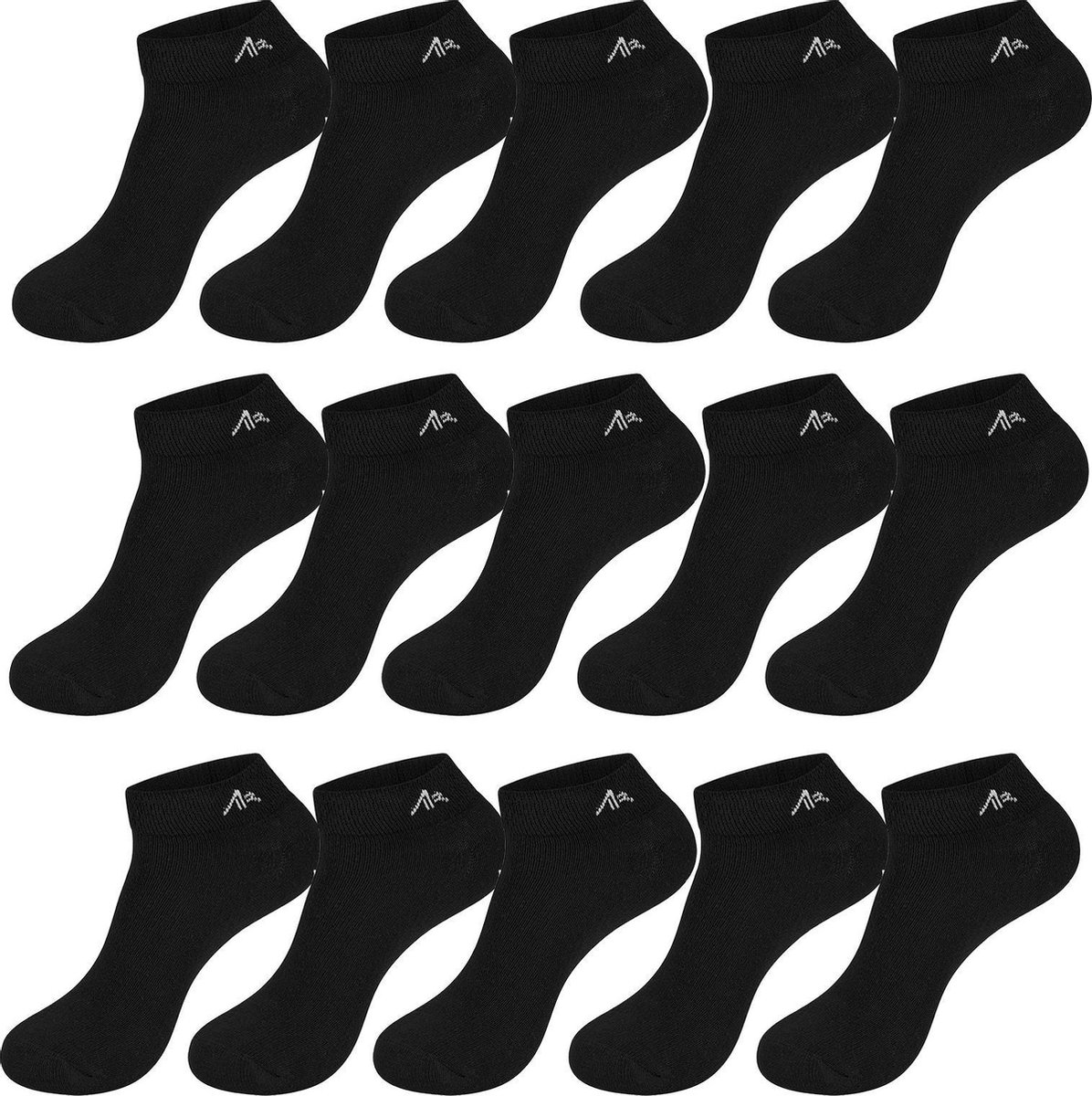 sneaker sokken 15 paar zwart maat 47/50
