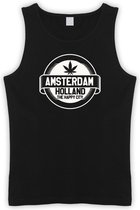 Zwarte Tanktop met “  Amsterdam / The Happy City " print size S