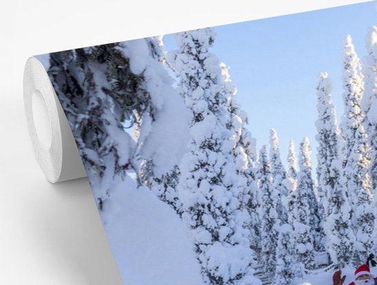 Papier fotobehang Père Noël sur un traîneau de rennes