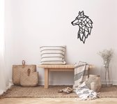 Houten Wolf - Dierenhoofd wolf - Houten Dier - Geometrische Dieren - Wanddecoratie - Muurdecoratie - Zwart