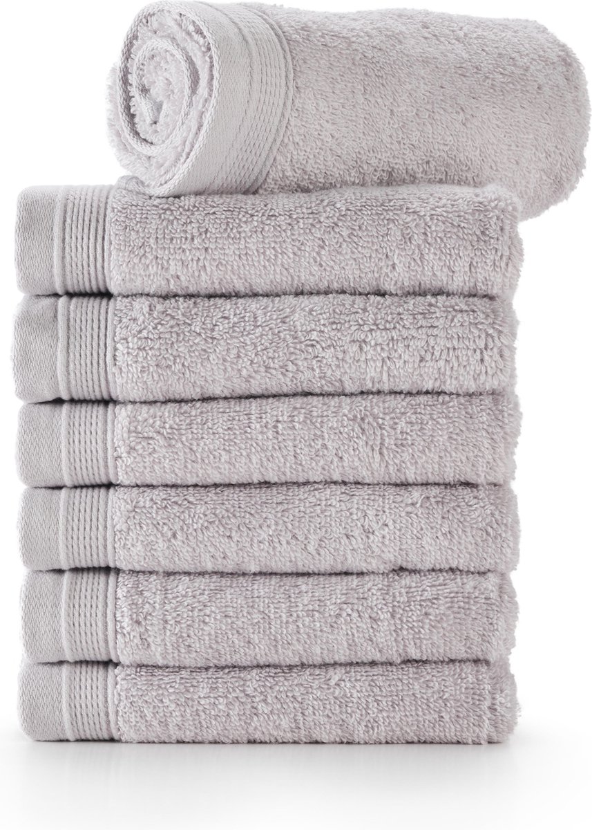 Bamatex Home Textiles - Collectie Emotion - Gastendoekje - LIGHT GREY - set van 6 stuks - Egeïsche gekamde katoen - 540 g/m2