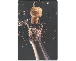 Muismat Kurk - Een kurk die uit een fles champagne schiet muismat rubber - 40x60 cm - Muismat met foto