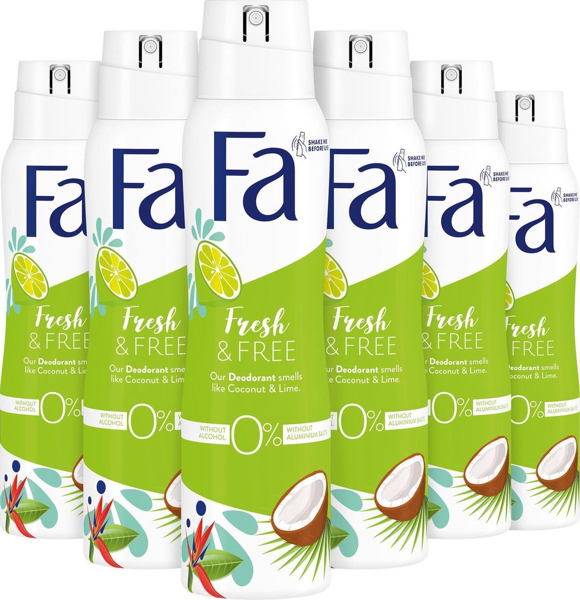 Fa Coconut & Lime Deo spray 6 x 150 ml - Grootverpakking - Fa