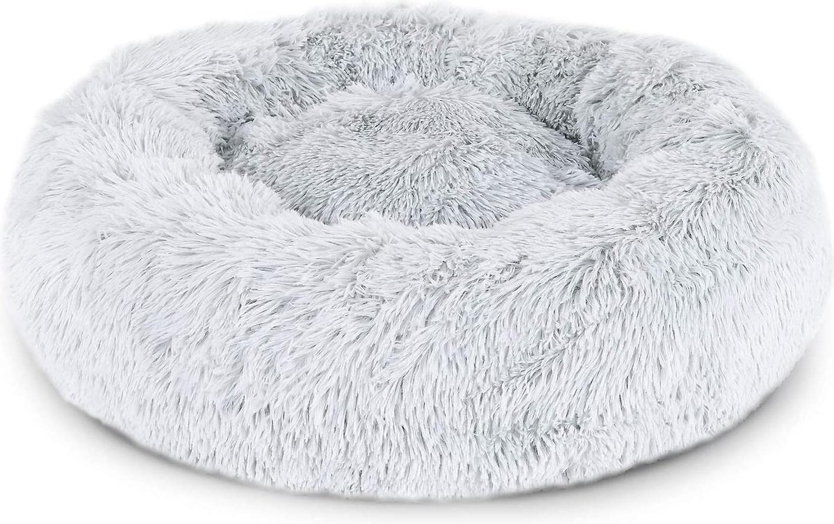 HONDEN RELAX KUSSEN - Superzacht fluffy ronde mand 100 cm - Lichtgrijs - 4 kleuren
