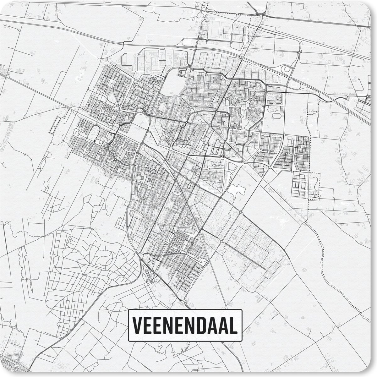 Muismat 20x20 cm - Mousepad Stadskaart Veenendaal - Muismatten