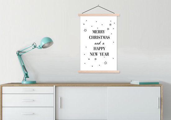 Beau cadeau pour Noël - Joyeux noël et bonne année affiche d'école en textielposter blanc 60x90 cm - Tirage photo sur affiche textielposter (décoration murale salon / chambre)
