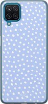 Samsung Galaxy A12 siliconen hoesje - Paars lila stippen - Soft Case Telefoonhoesje - Paars - Gestipt