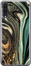 Samsung Galaxy A50 siliconen hoesje - Marble khaki - Soft Case Telefoonhoesje - Groen - Marmer