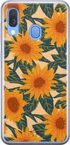 Samsung Galaxy A40 siliconen hoesje - Zonnebloemen - Soft Case Telefoonhoesje - Geel - Bloemen