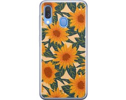 Hoesje geschikt voor Samsung Galaxy A40 - Zonnebloemen - Soft Case - TPU - Bloemen - Geel - Mooie Telefoonhoesjes