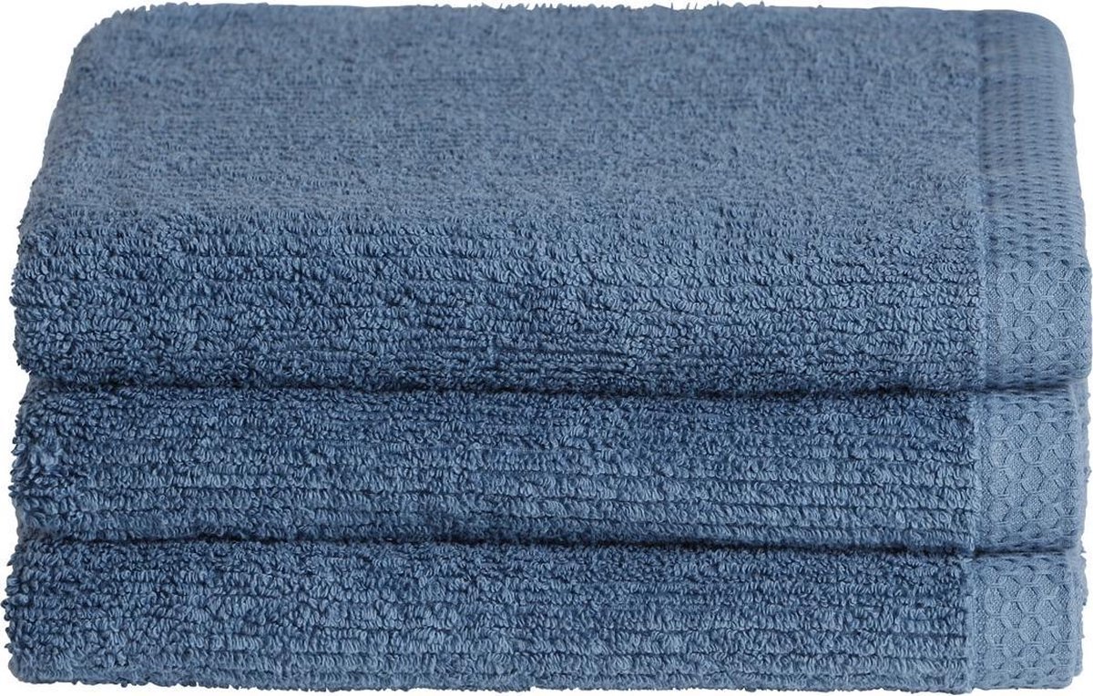 Seahorse Ridge handdoeken 60x110 cm - Set van 3 - Jeans blauw