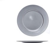 Dinerbord - Ontbijtbord - Plastic Bord Glossy Zilver - Ø 33cm - Rond - Kunststof