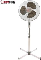 Herzberg: Ventilator - Wit - Ventilator Staand - Vloerventilator - Verstelbare Hoogte en Hoek - Zeer stil - Laag Energieverbruik