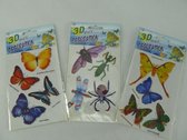 3x 3d decoratie vlinder of insect