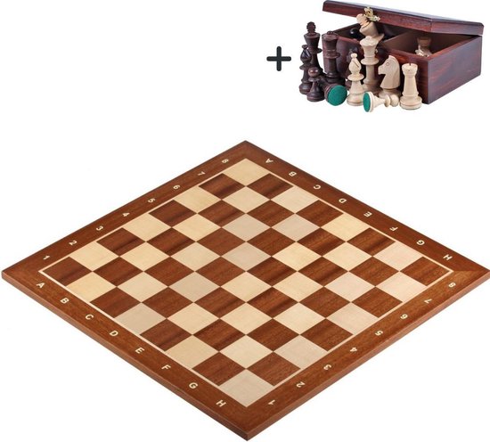 Afbeelding van het spel Schaakbord Inclusief Schaakstukken en Bewaardoos - Schaakspel - Schaakbord - Schaakstukken Met Bewaardoos - Hout - 48x48- Wedstrijd Schaakbord