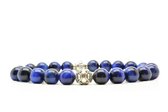 Beaddhism - Armband - Blauwe Tijger - Zilver - Eva - 8 mm - 21 cm