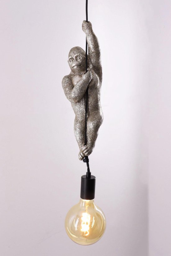 Light & Living Monkey Gorilla - hanglamp - platina zilver zwart - 40cm