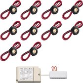LED terrasoverkapping inbouwspot Pals zwart - inclusief trafo - i.c.m. Somfy RTS / veranda / carport / serre / LED buitenverlichting / 3W / dimbaar / warmwit - set van 10 stuks
