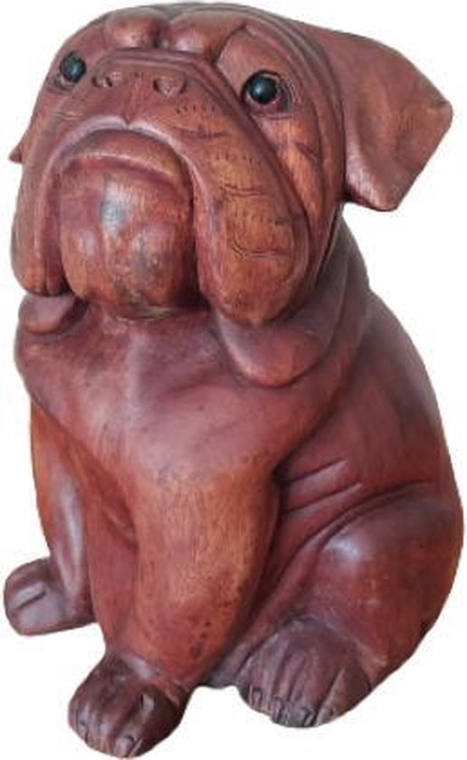 East Meets West Deco - Décoration d'intérieur - Statue en bois - Bulldog - Chien